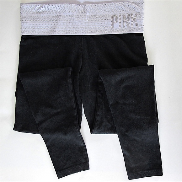 PINK Victoria's Secret Pants - PINK Yoga Victorias Secret Black Bling Pants S